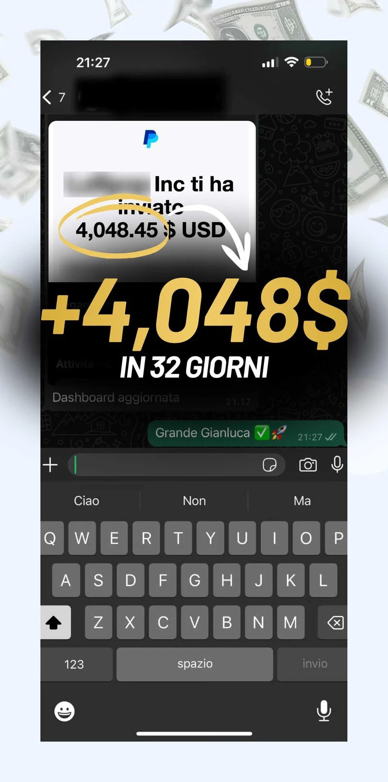 Screenshot risultati di uno studente