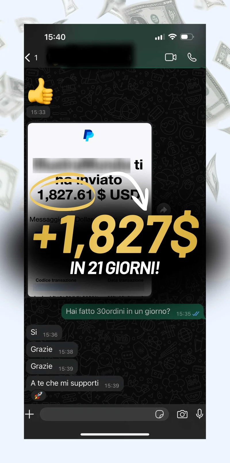 Screenshot risultati di uno studente